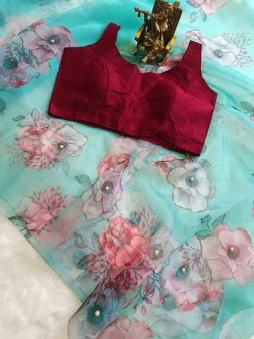 Trendy Very Soft Organza Silk Saree With Beautifull Digital Print saree Trendy Very Soft Organza Silk Saree With Beautifull Digital Print saree