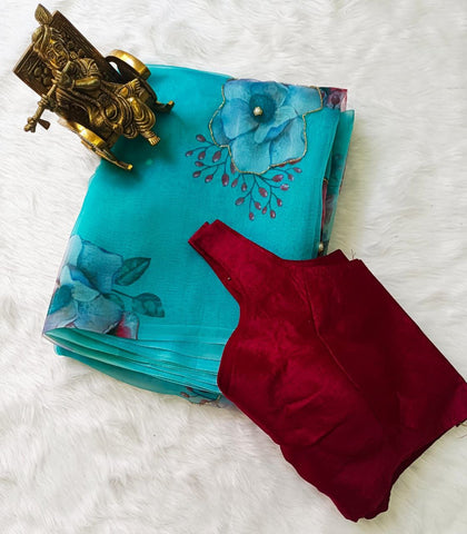 Trendy Very Soft Organza Silk Saree With Beautifull Digital Print saree Trendy Very Soft Organza Silk Saree With Beautifull Digital Print saree