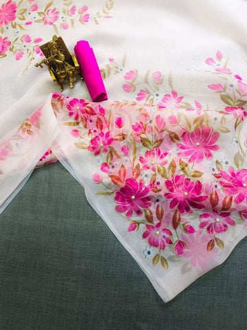 Fancy Bollywood Digital Printed Organza Saree Fancy Bollywood Digital Printed Organza Saree