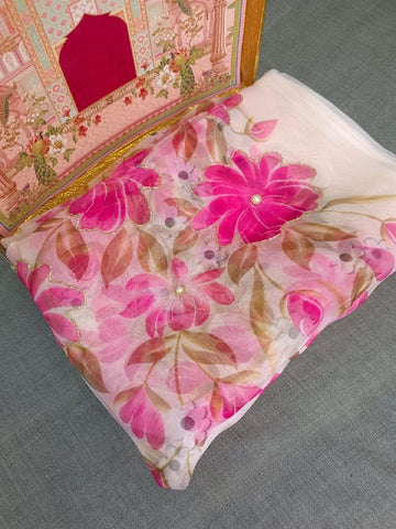 Fancy Bollywood Digital Printed Organza Saree Fancy Bollywood Digital Printed Organza Saree