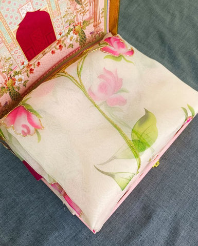 Soft Pure Organza Printed With Handwork Saree Soft Pure Organza Printed With Handwork Saree