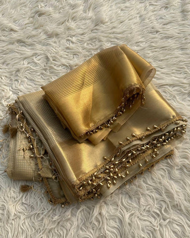 beautiful banarsi golden tissue silk saree with antic gold border beautiful banarsi golden tissue silk saree with antic gold border