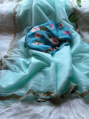 Soft And Shining Tissue Silver Net Party Wear Saree Soft And Shining Tissue Silver Net Party Wear Saree