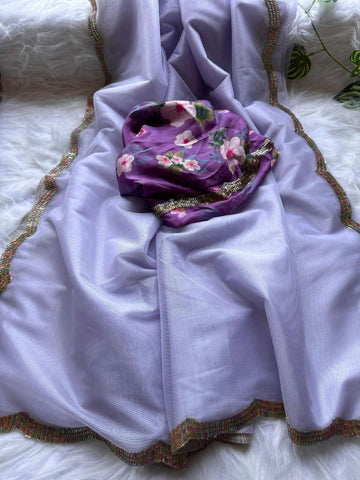 Soft And Shining Tissue Silver Net Party Wear Saree Soft And Shining Tissue Silver Net Party Wear Saree