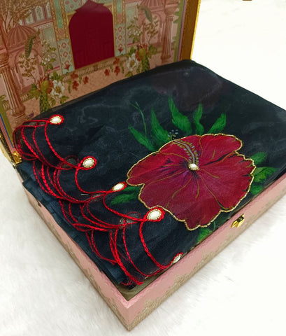 Digital print with handwork (Khatli) work Digital printed saree. Digital print with handwork (Khatli) work Digital printed saree.