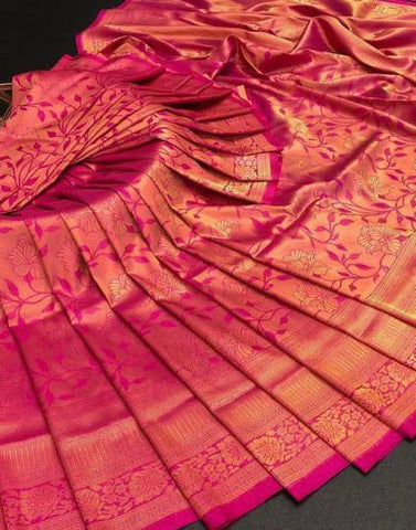 Traditional Kanjivaram Woven Silk Saree With Blouse Piece
