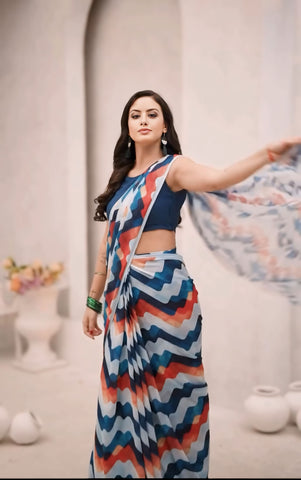 Impressive 1-Minute Ready To Wear Multicolor Georgette Saree