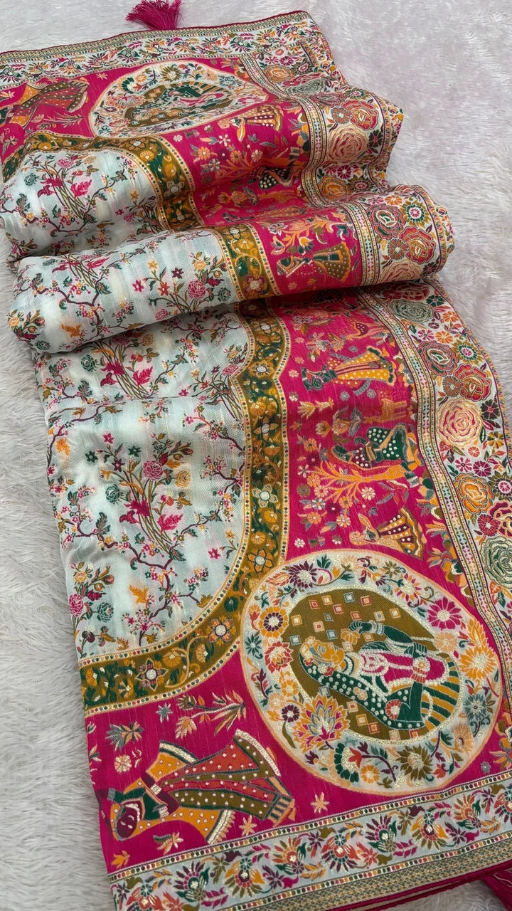 Rajwadi Pashmina Silk Saree
