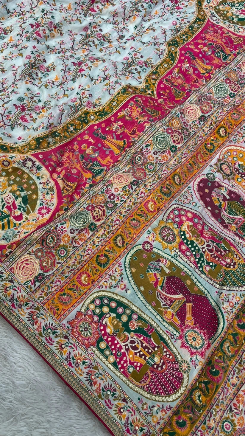 Rajwadi Pashmina Silk Saree
