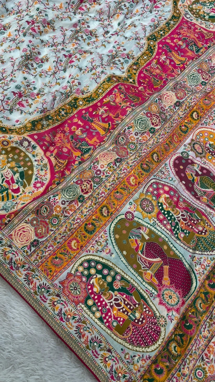 Rajwadi Pashmina Silk Saree