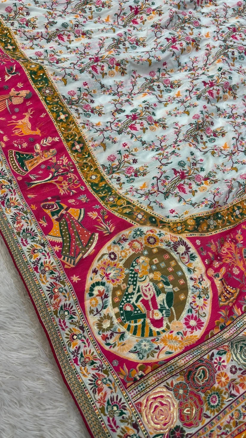 Rajwadi Pashmina Silk Saree