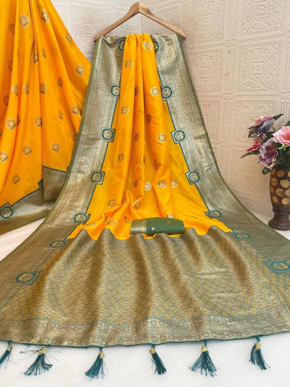 Regal Silk Saree with Grand Zari Work - DARK YELLOW