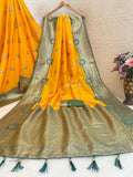 Regal Silk Saree with Grand Zari Work - DARK YELLOW
