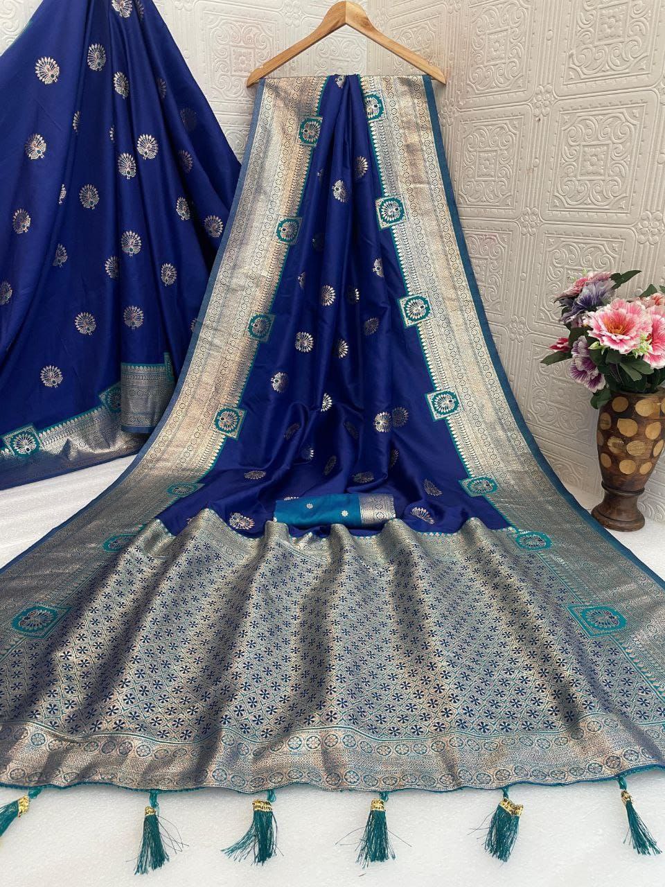 Regal Silk Saree with Grand Zari Work - DARK BLUE