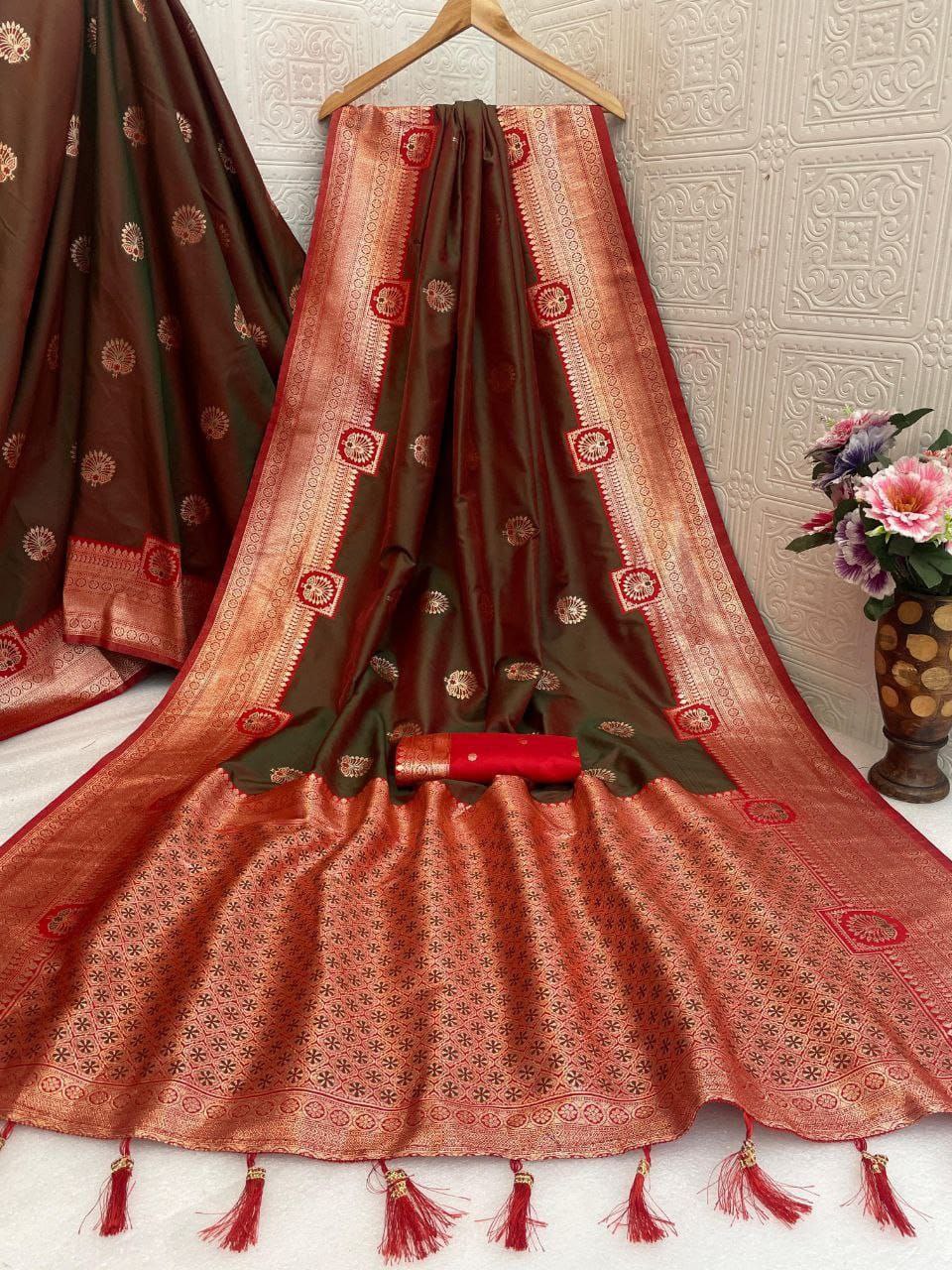 Regal Silk Saree with Grand Zari Work - BROWN