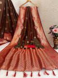 Regal Silk Saree with Grand Zari Work - BROWN