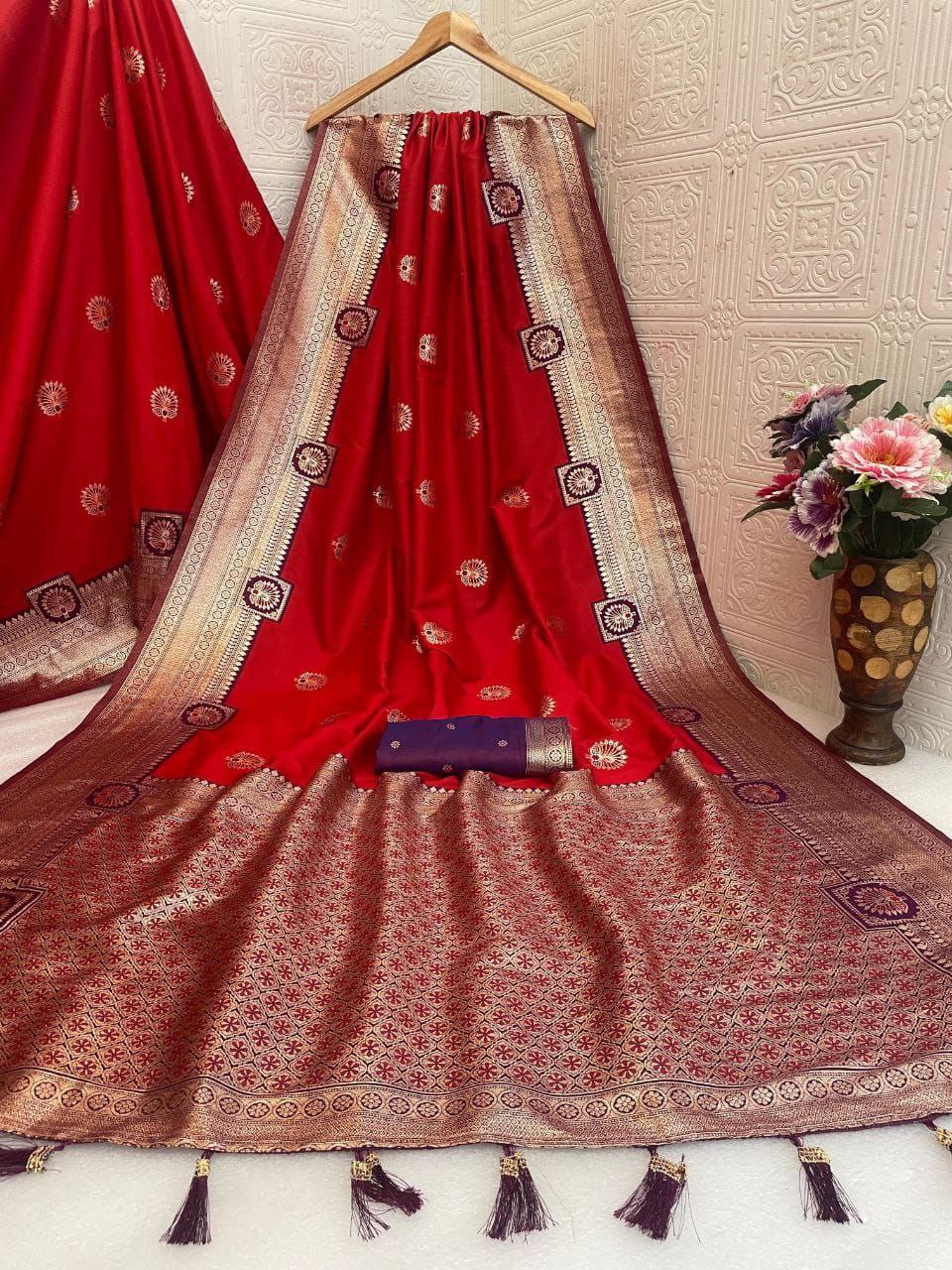 Regal Silk Saree with Grand Zari Work - RED
