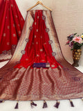 Regal Silk Saree with Grand Zari Work - RED