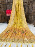 Traditional multicolor Patola-inspired pallu and border  YELLOW