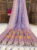 Traditional multicolor Patola-inspired pallu and border   LIGHT PURPLE