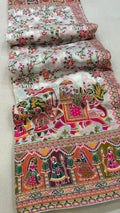 Rajwadi Pashmina Silk Saree - WHITE