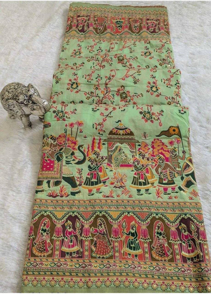 Rajwadi Pashmina Silk Saree - PISTA