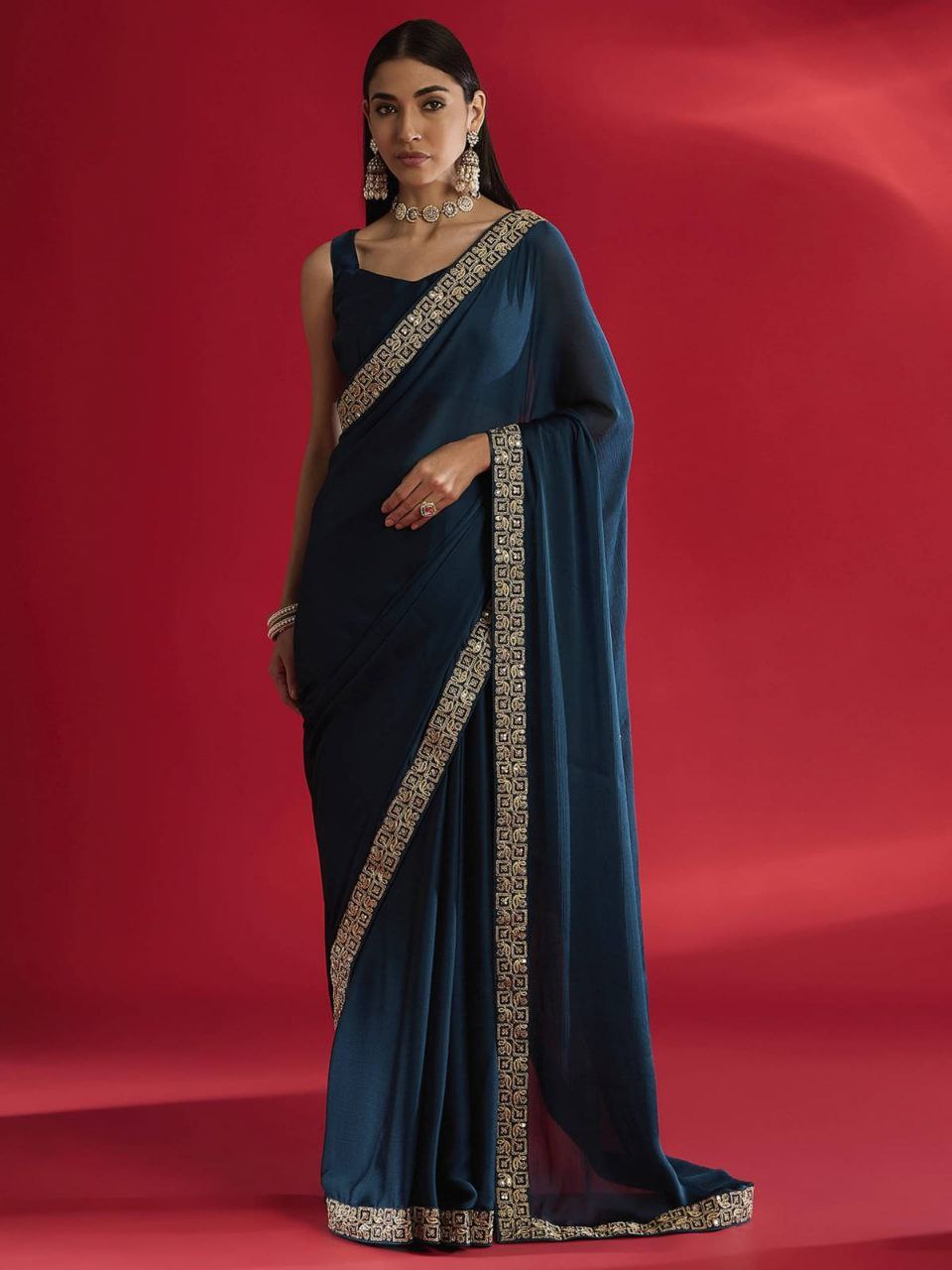 Premium Designer Saree with Intricate Embroidered Border for Festive &amp; Wedding Wear - RAMA