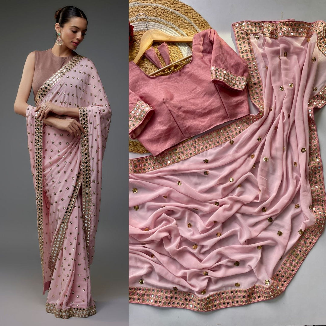 Aarohi Mirror Lace Designer Saree