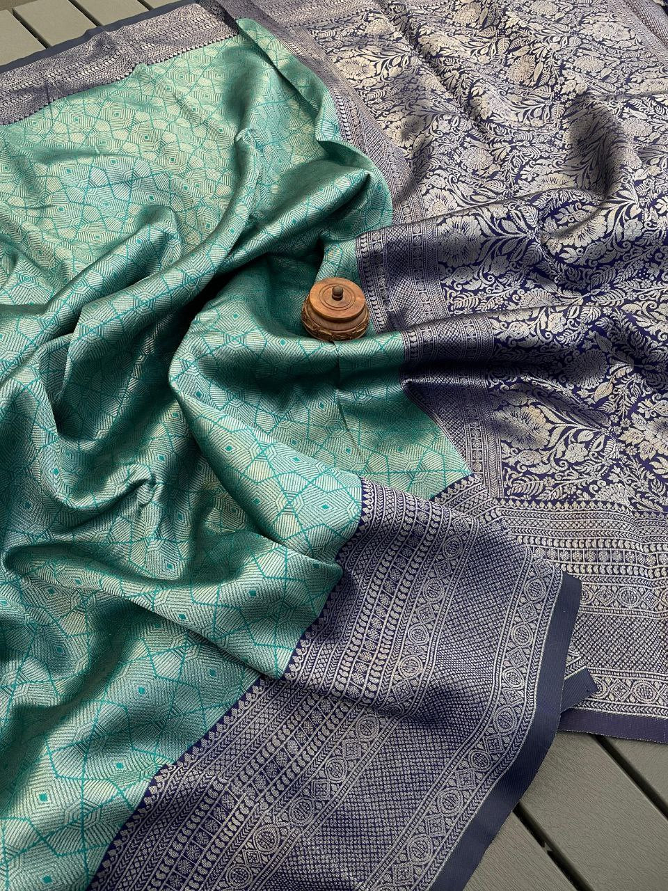 ✨ Royal Kanjivaram Silk Banarasi  green Saree Collection ✨