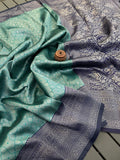 ✨ Royal Kanjivaram Silk Banarasi  green Saree Collection ✨