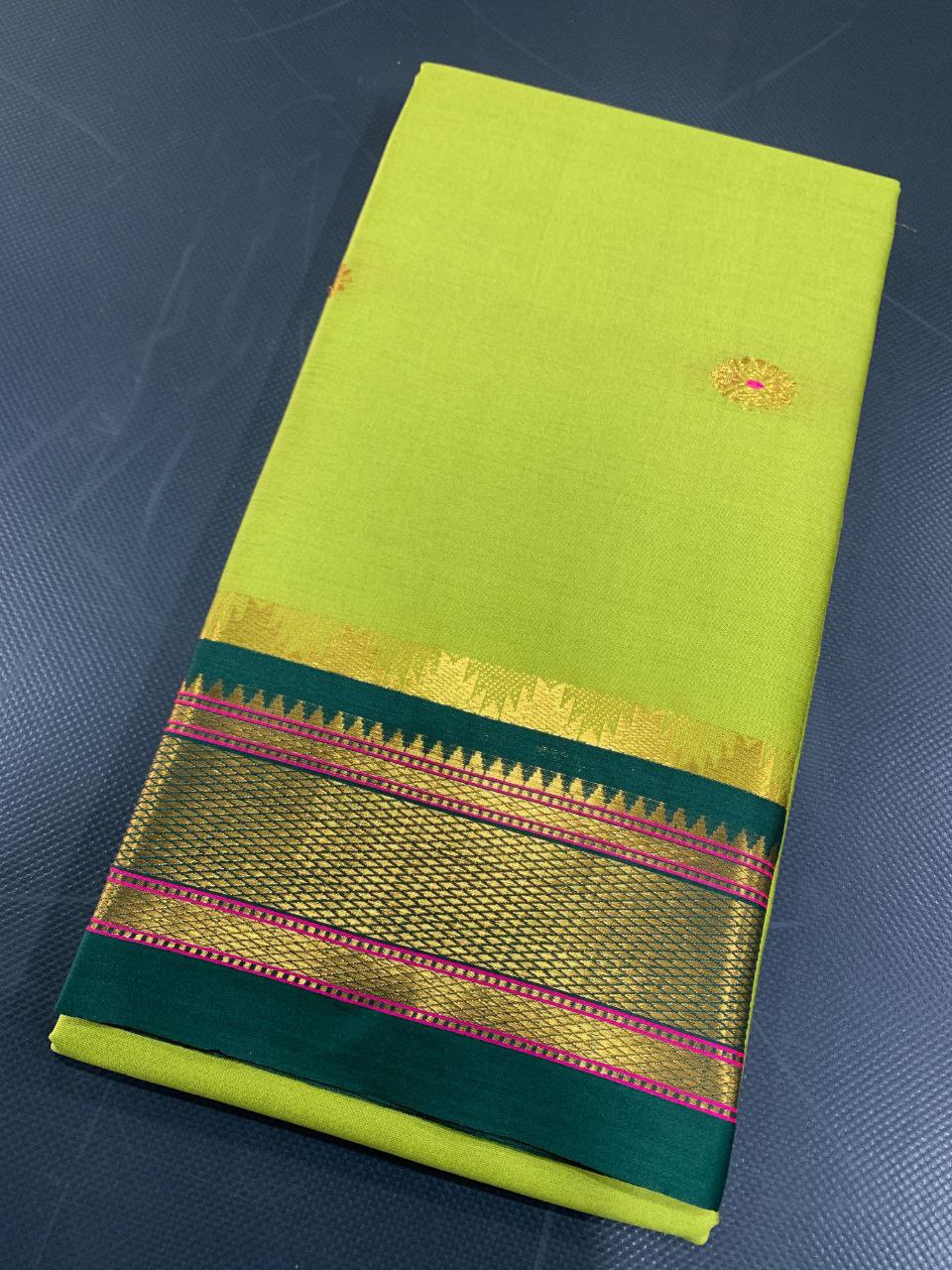 Royal Vasundhara Aura Silk Saree with Elegant Contrast Blouse - PISTA AND GREEN