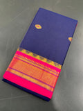 Royal Vasundhara Aura Silk Saree with Elegant Contrast Blouse -  BLUE AND PINK