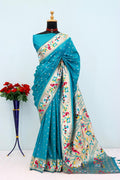 Royal Olive Paithani Banarasi Soft Silk Saree -SKY