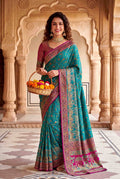 Royal Rajwadi Pashmina Silk Kashmiri Weaving Saree-RAMA