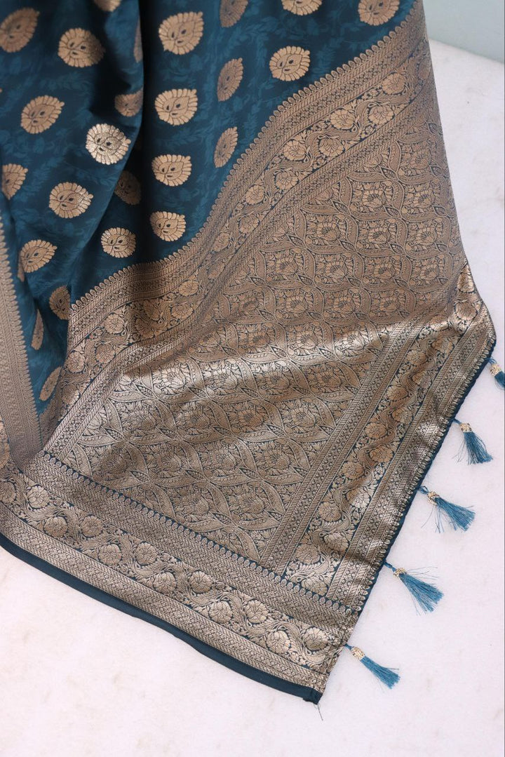 Emerald Olive Brocade Banarasi Saree RAMA