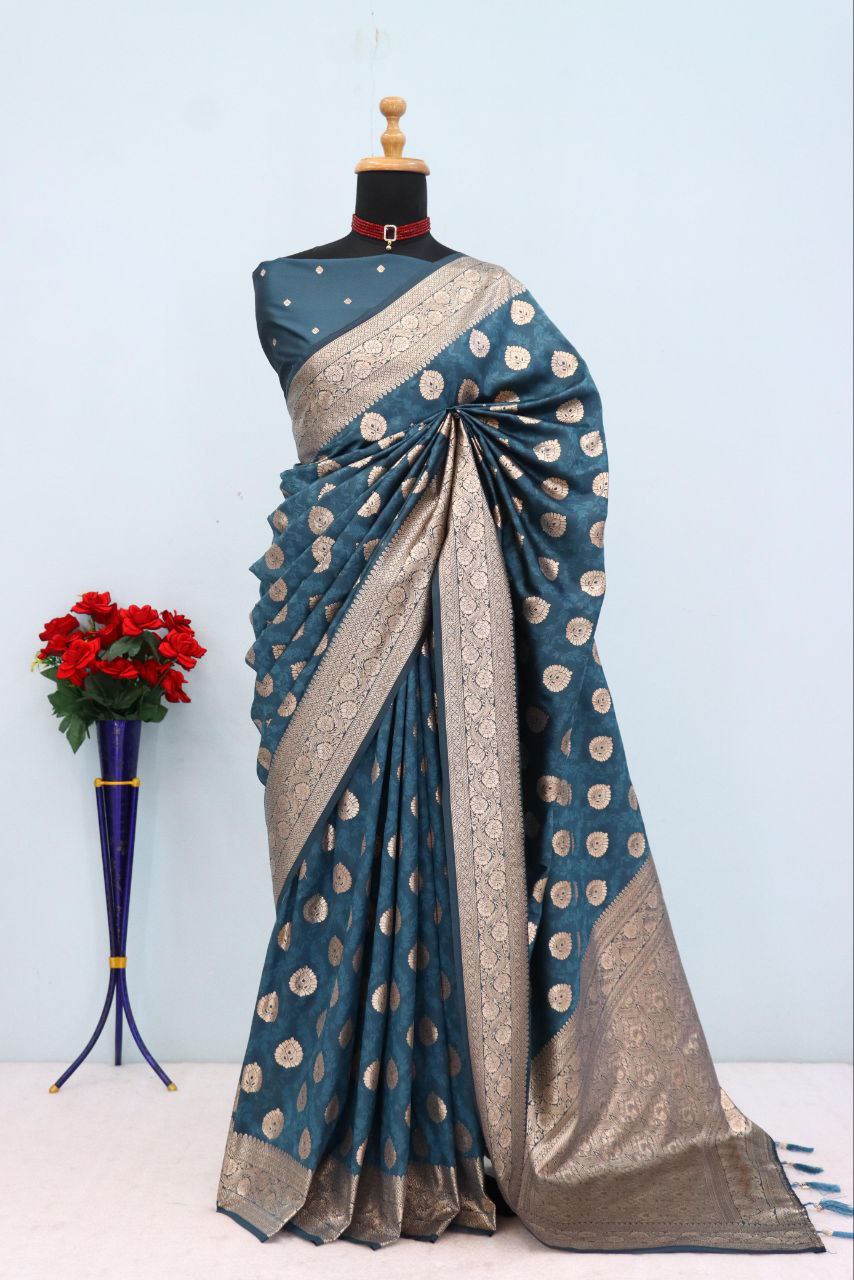 Emerald Olive Brocade Banarasi Saree RAMA