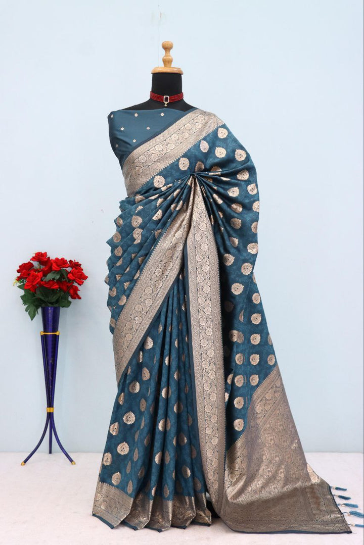 Emerald Olive Brocade Banarasi Saree RAMA
