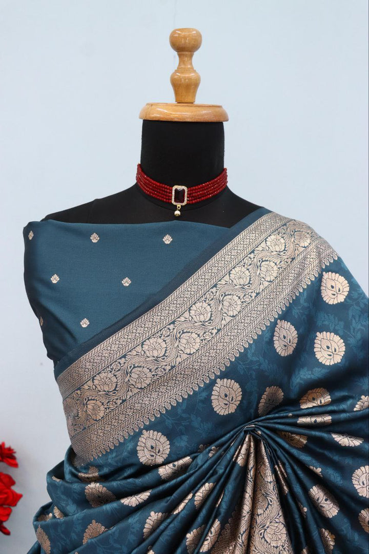 Emerald Olive Brocade Banarasi Saree RAMA