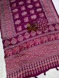 Ajarakh Mirror Majesty Heavy Japan Satin Designer Saree-WINE