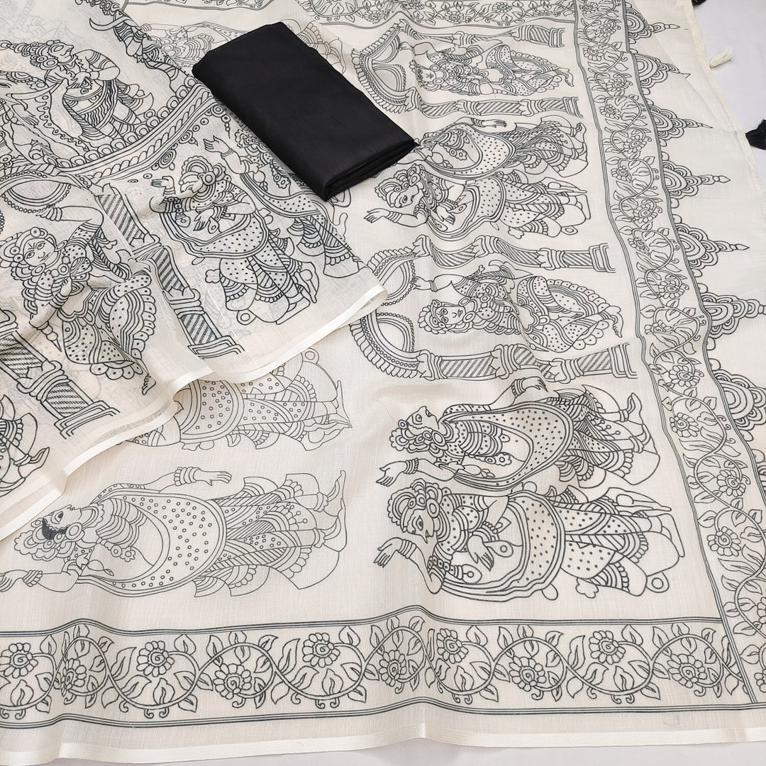 Timeless Kalamkari Elegance in Soft Linen Cotton