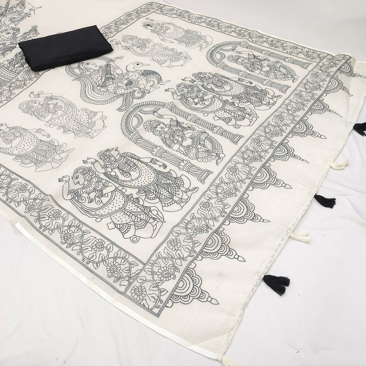 Timeless Kalamkari Elegance in Soft Linen Cotton
