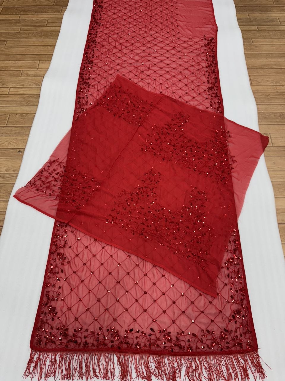 Luxury Faux Georgette Embroidered Party Wear Saree - RED