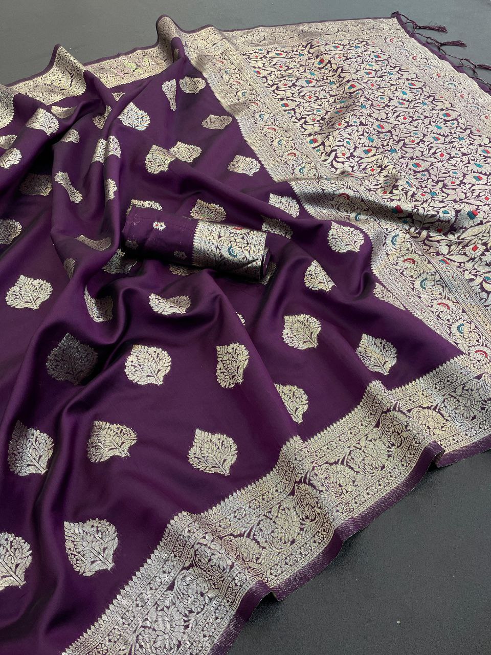 Premium Banarasi Tissue Silk Saree for Festive Elegance - WINE