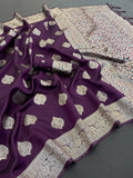 Premium Banarasi Tissue Silk Saree for Festive Elegance - WINE