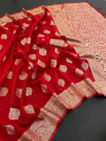 Premium Banarasi Tissue Silk Saree for Festive Elegance - RED