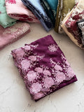 Royal Wine Floral Embroidered Designer Saree with Lace Border