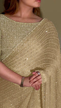 Heavy Embroidered Faux Georgette Saree with Matching Blouse - CAREM