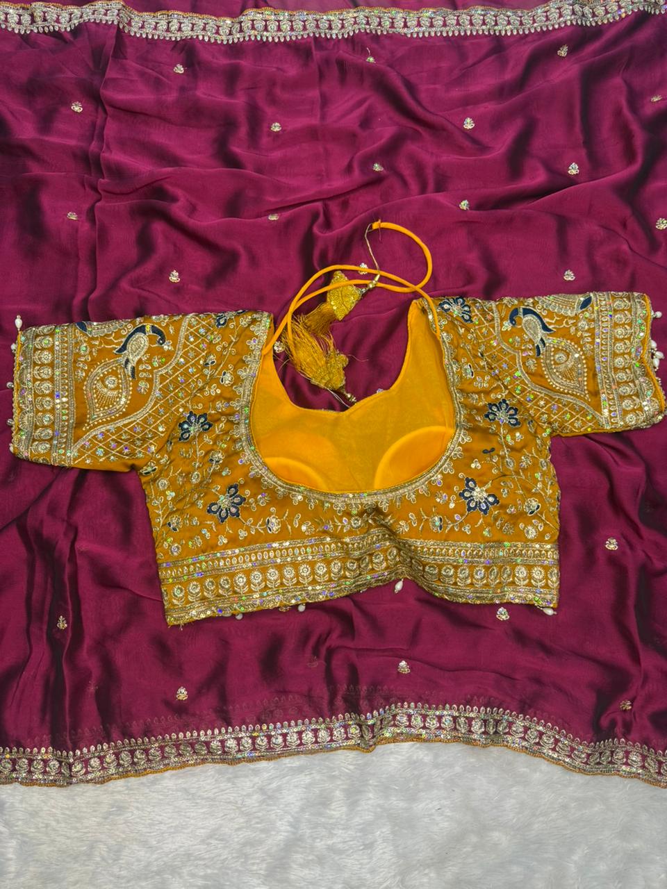 Wedding Special Embroidered Rangoli Silk Saree with Ready Blouse-PINK