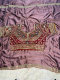 Wedding Special Embroidered Rangoli Silk Saree with Ready Blouse-PURPLE