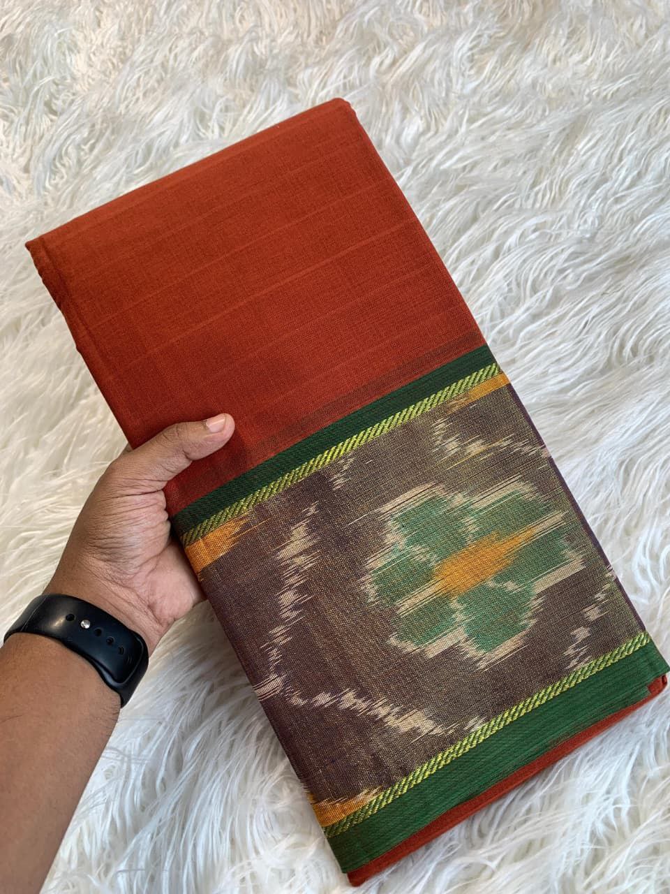 Graceful Handloom Style Cotton Silk Saree - ORANGE